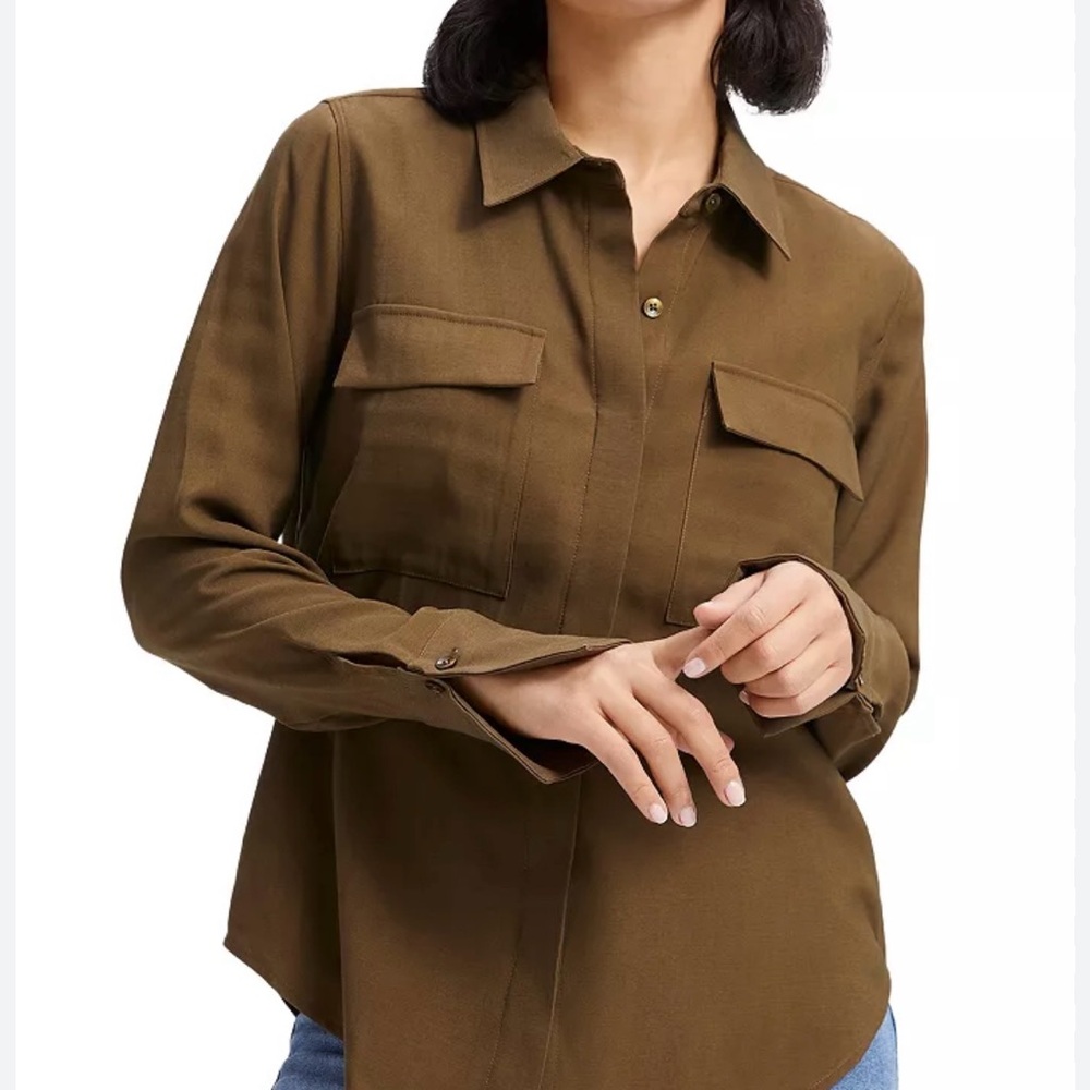 Good American Good American FOG Women's Flap Pocket Button-Up Shirt.